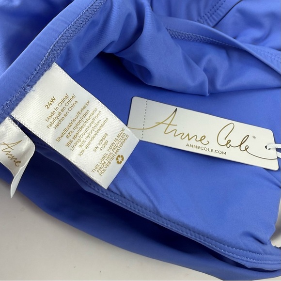 Anne Cole Tankini Swim Top Womens 24W Periwinkle Blue Ruched Underwire Plus Size - Picture 4 of 10